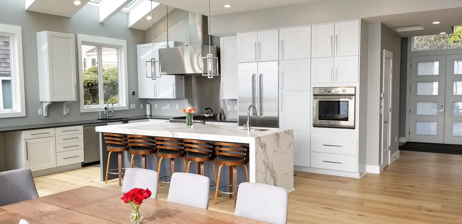 Beach house interior finish with hardwood floors