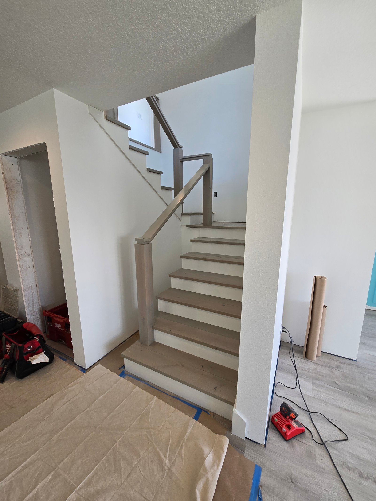Alder stair and bench stain detail