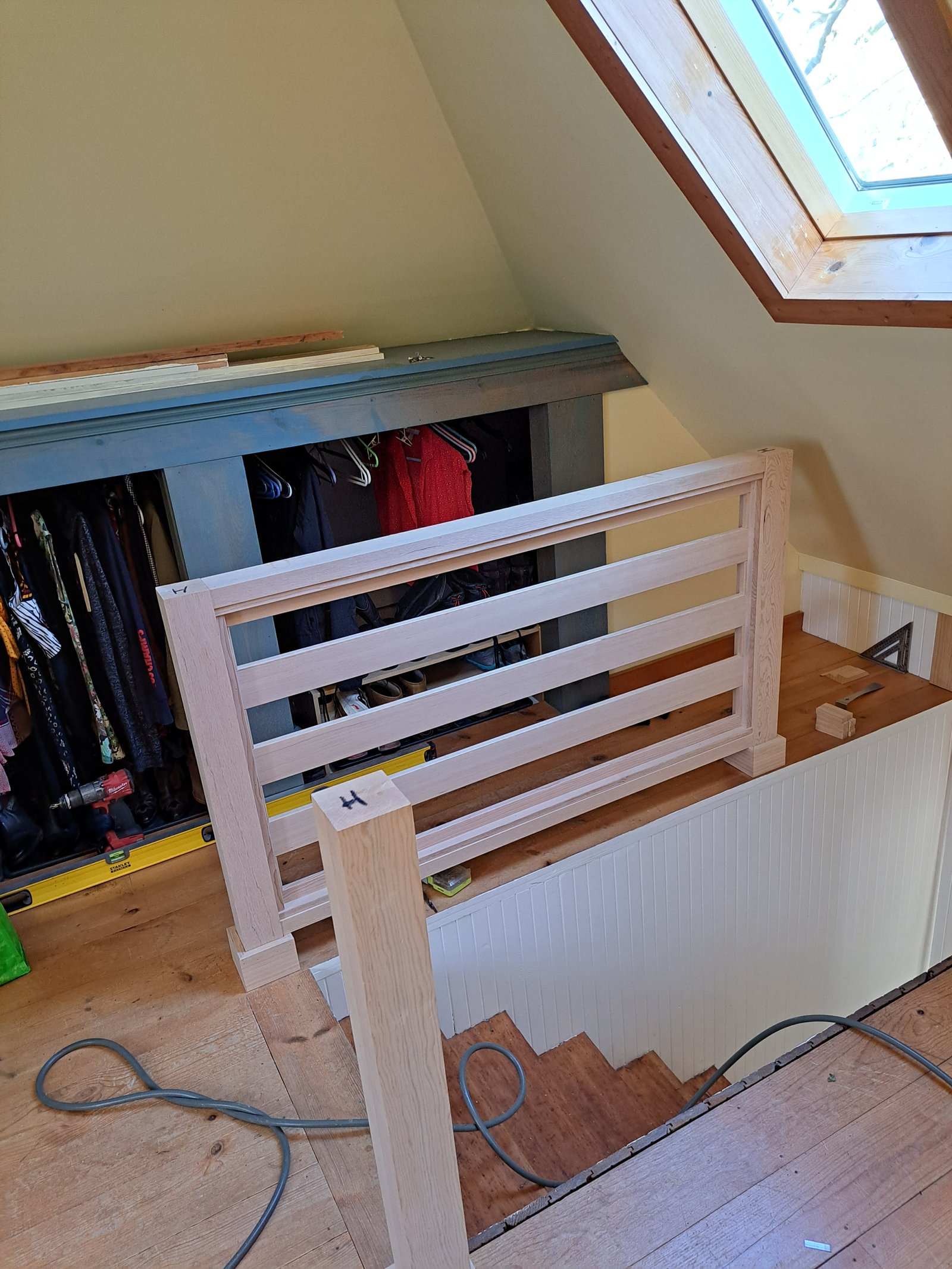 Custom hemlock railing installation