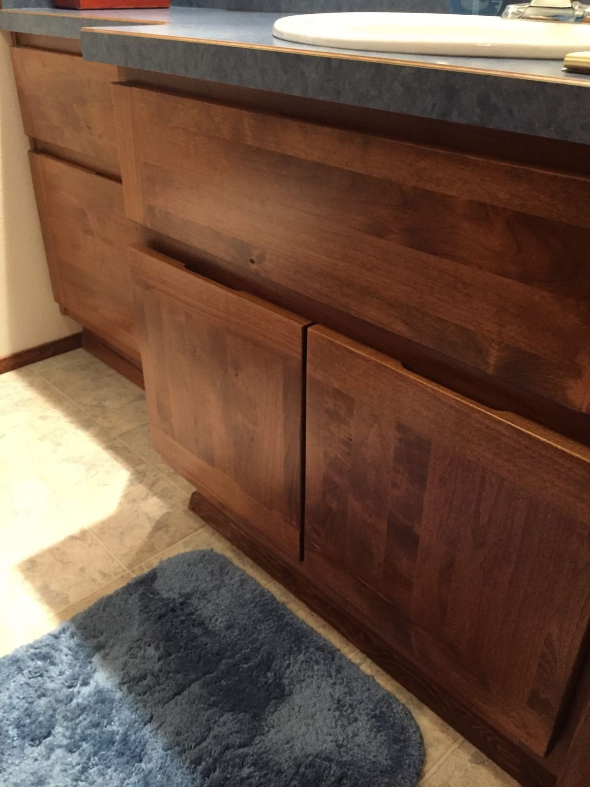 Bathroom remodel with custom vanity and tile work