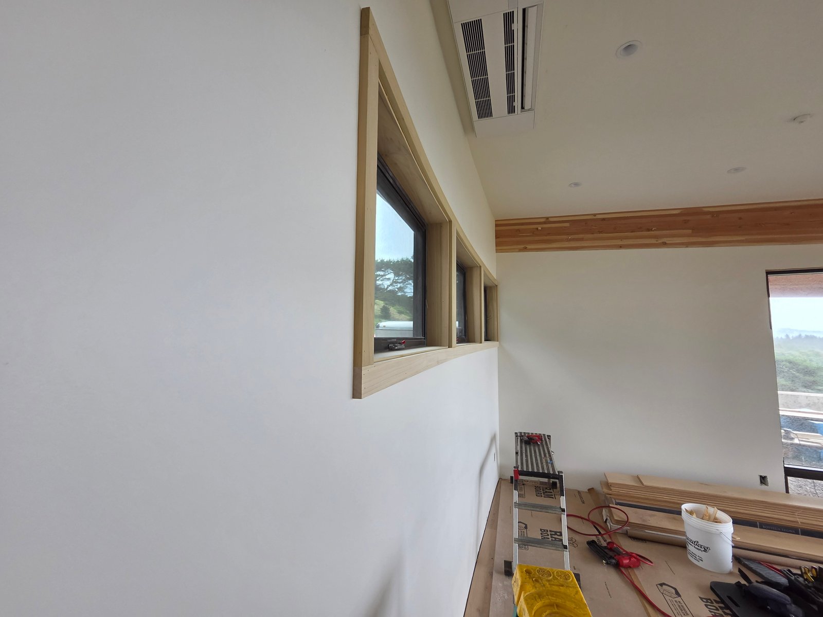 Completed trim on round wall