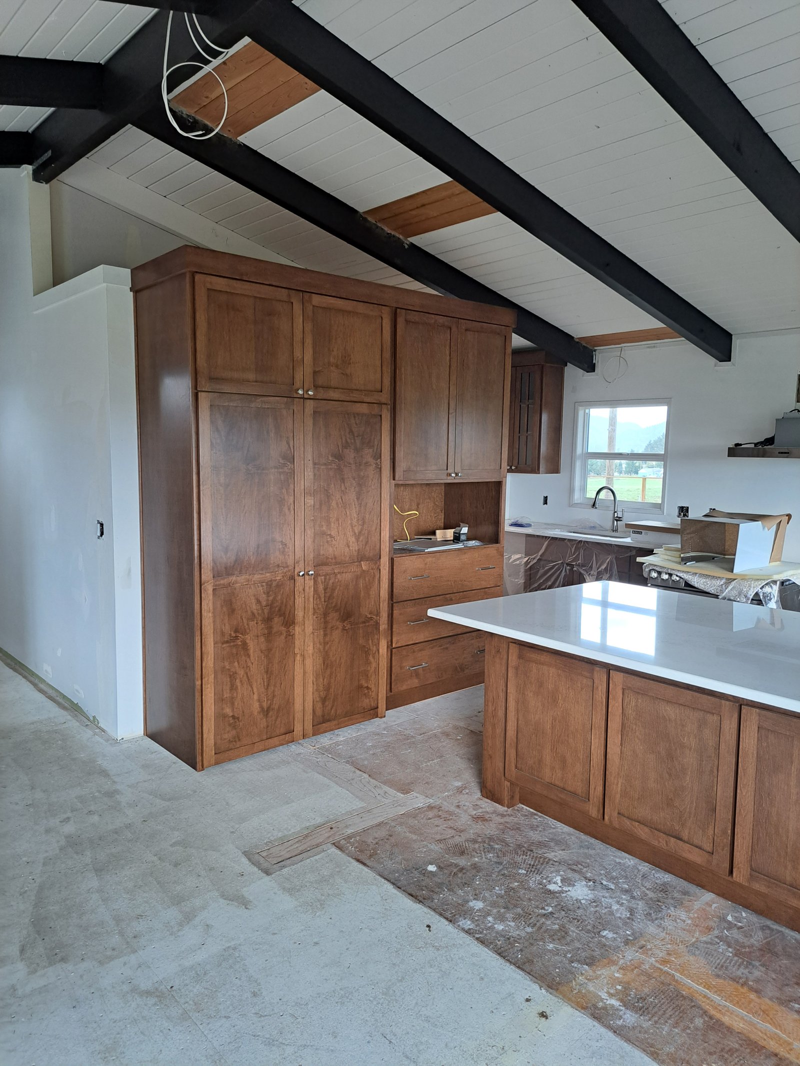Finished maple kitchen wide angle view