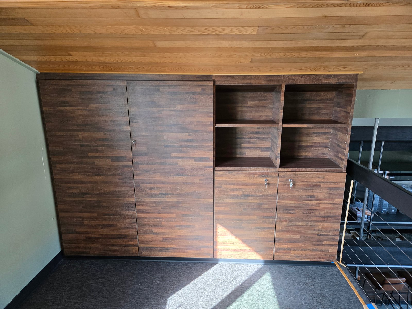 Bar construction with back bar shelving