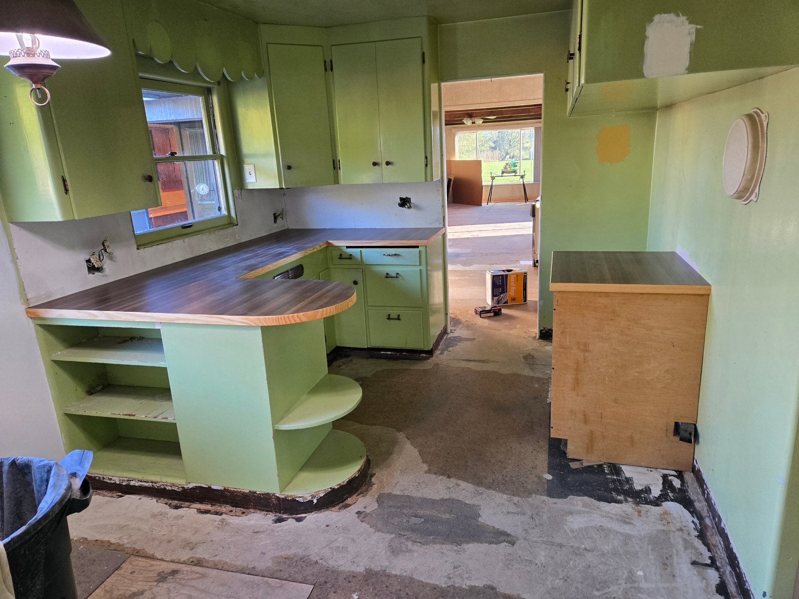 Formica countertop with round wood edge detail