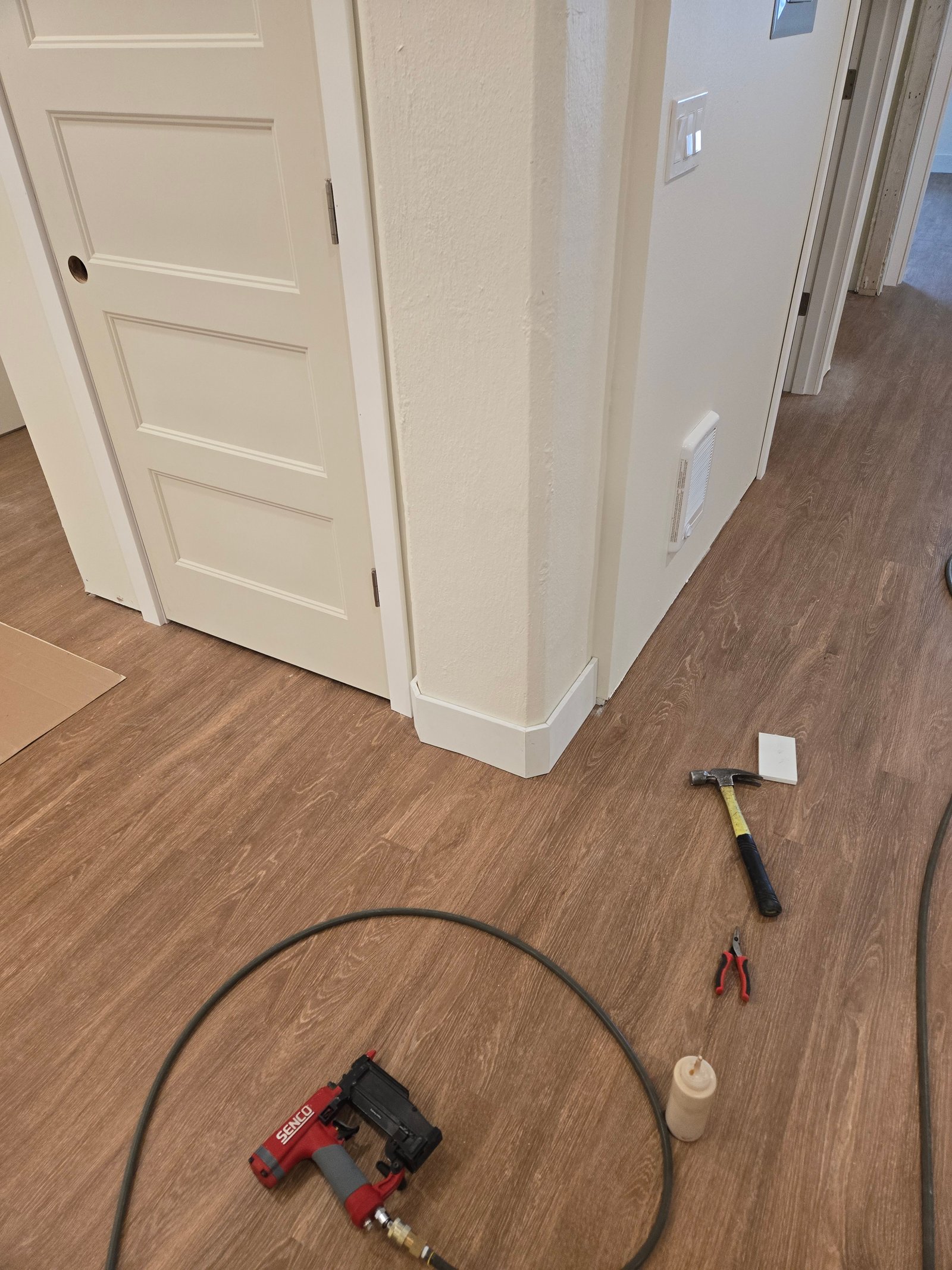 Trim work around concrete pillars