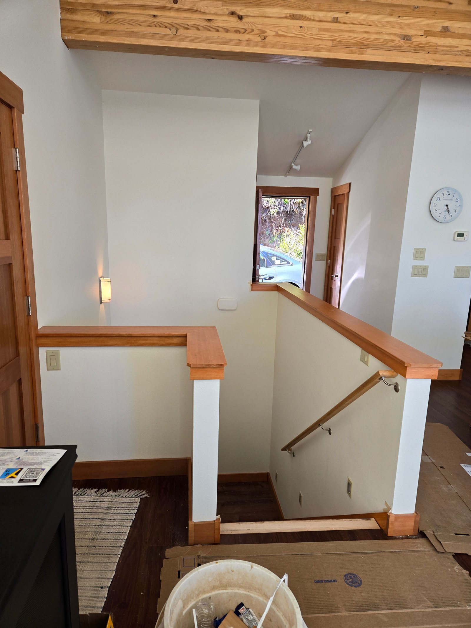 Two level stair installation in progress