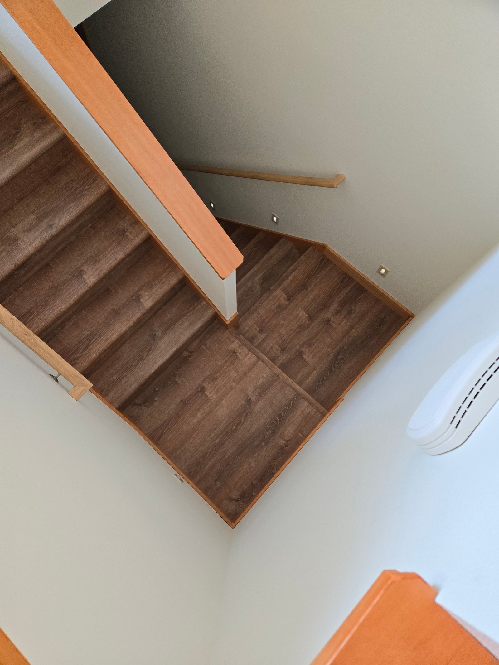 Two level stair install railing detail