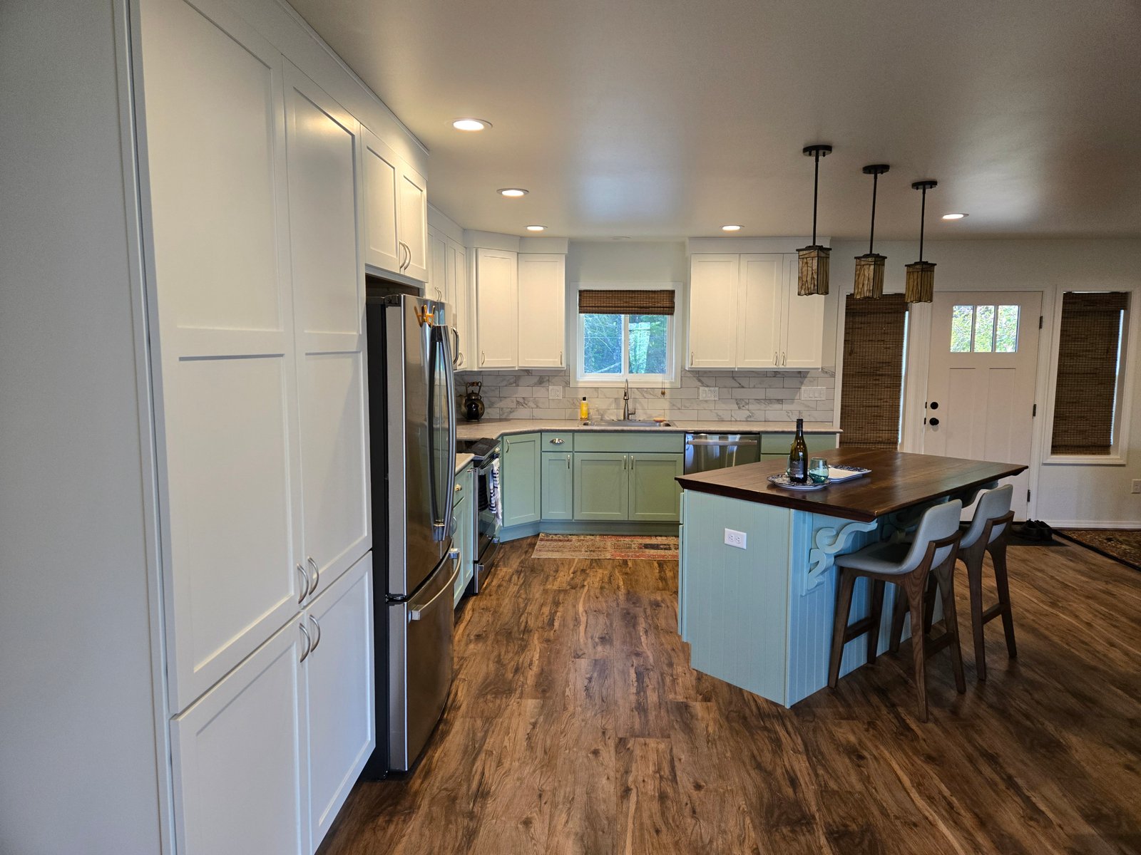 Kitchen and living room custom cabinetry