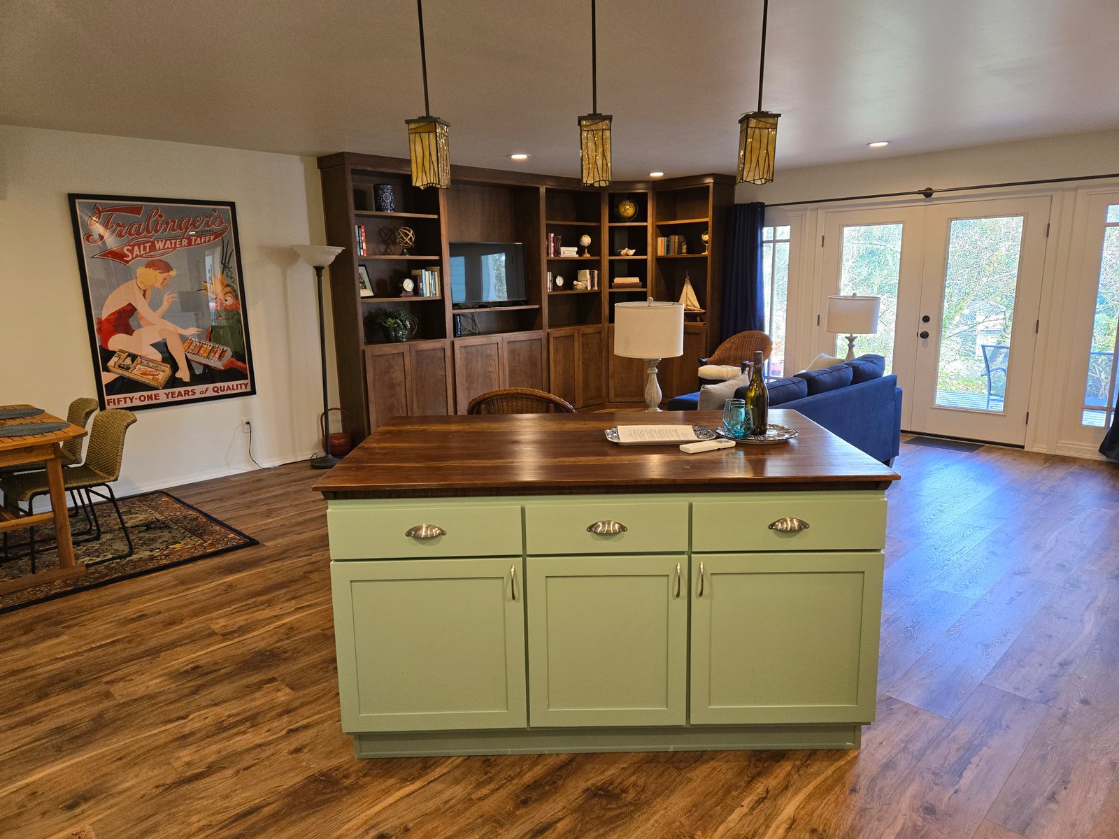 Entertainment center with two tone finish